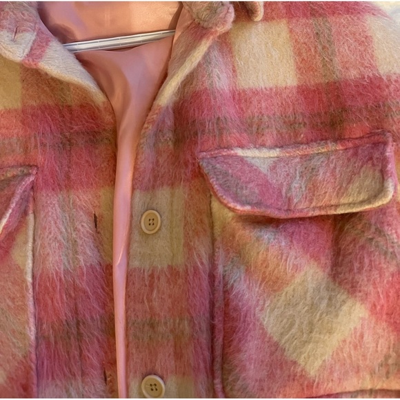 Pink and cream plaid long jacket - Picture 3 of 3